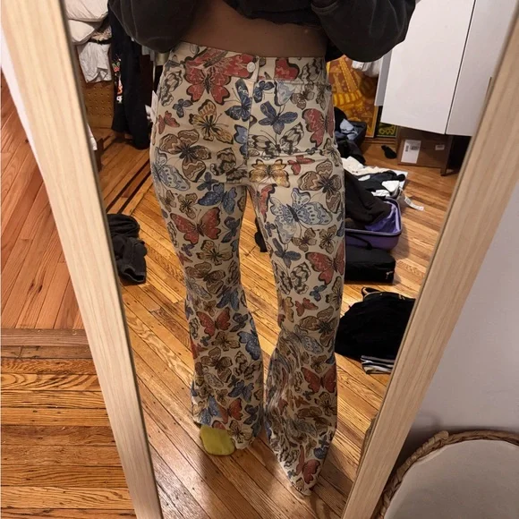 Free People We The Free Butterfly Print Flare Pants - Picture 1 of 2